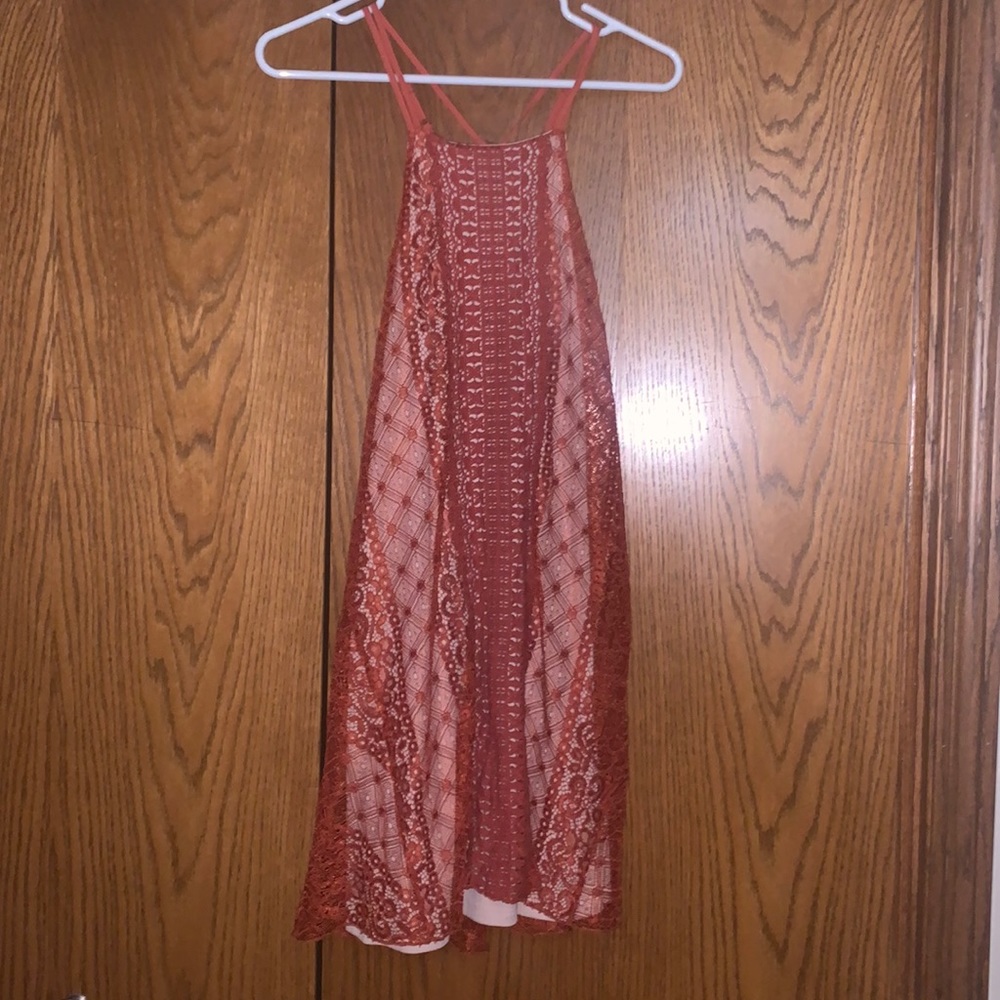 Rustic orange lace short dress. Size medium.
